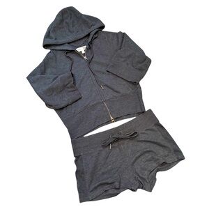VS Sport Dark Gray Cropped Hoodie and Shorts Set